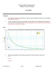 Ward M W6 Lab8 Physics 204 O Experiment 8 Newtons Law Of Cooling DATA