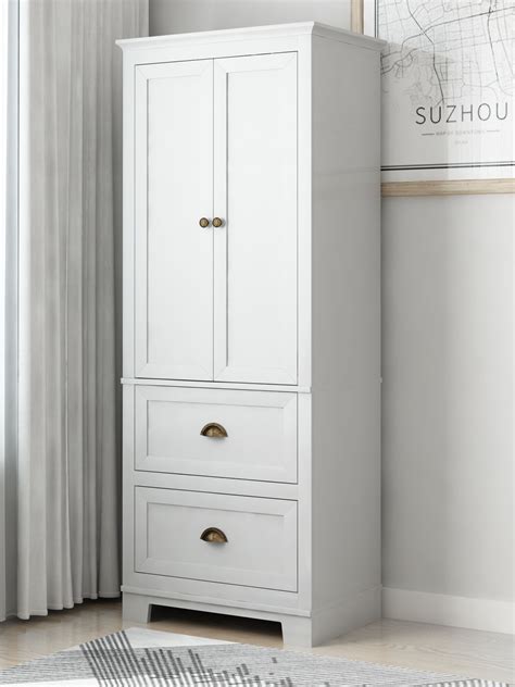 Ktaxon 2 Door Wardrobe Bedroom Armoire with 2 Drawers, Closet Storage ...