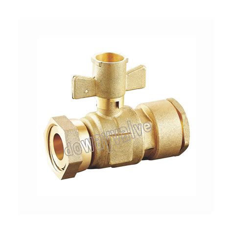 Brass Ball Valve HDPE Swivel Nut Straight For Water Meter Brass