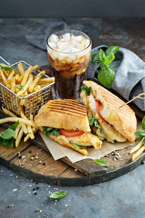 Panini sandwich with chicken and cheese Stock Photo by fahrwasser ...