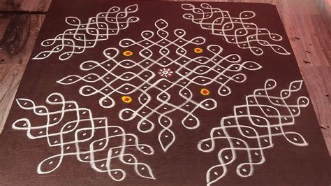 Simple Dots Kolam With Border To Dots Melikala Muggulu Side