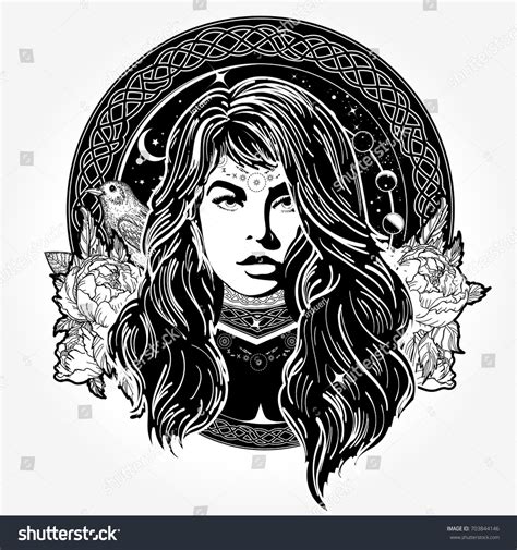 Magic Woman Tattoo T-shirt Design Mystical Stock Vector (Royalty Free ...