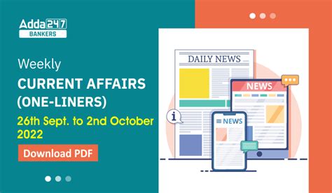 Weekly Current Affairs One Liners 26th September To 02nd October 2022