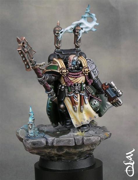 A Warhammer Is Holding Two Swords In One Hand And Standing On Top Of A Rock