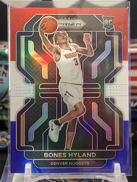 2021 22 Prizm Bones Hyland Rookie Card RC 302 Red White Blue Nuggets