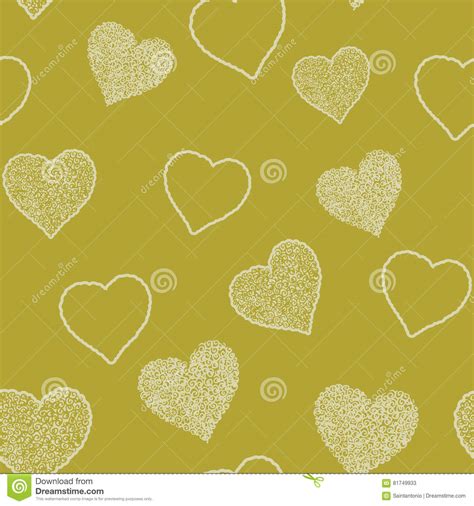 Seamless Pattern With Hand Drawn Doodle Hearts Vector Illustration