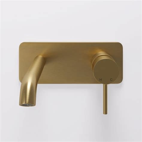 Luxe Brushed Gold Wall Mounted Basin Mixer Tap V2 Basin Mixer Taps