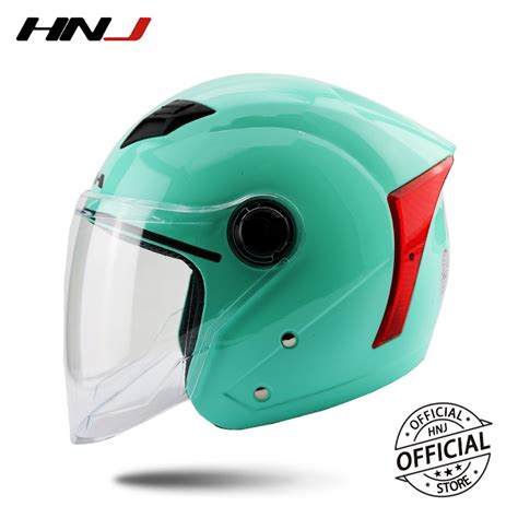 Hnj A Plain Women Half Face Motorcycle Helmets Transparent Single