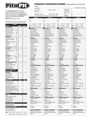 Pita Pit Menu Pdf Fill And Sign Printable Template Online