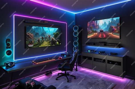 Premium Photo | Customizable RGB Lighting Showcase Gaming Room Ambiance