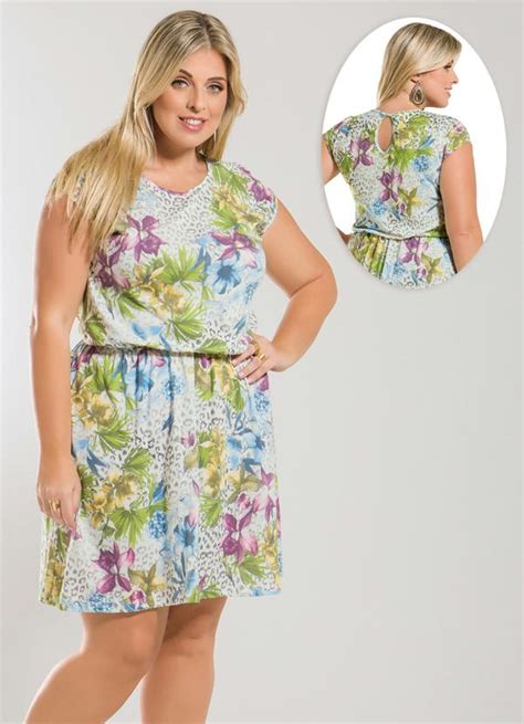 Vestido Evasê Mix Estampa Plus Size Marguerite