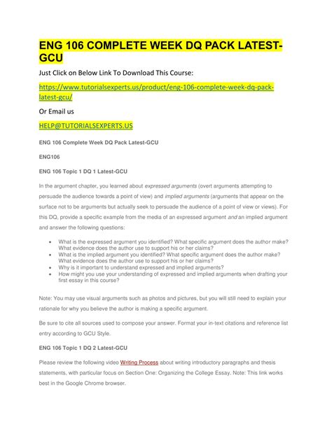 PPT ENG 106 COMPLETE WEEK DQ PACK LATEST GCU PowerPoint Presentation