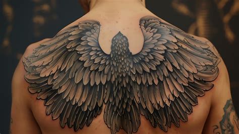 Premium Photo | A tattoo of an eagle with wings spread out