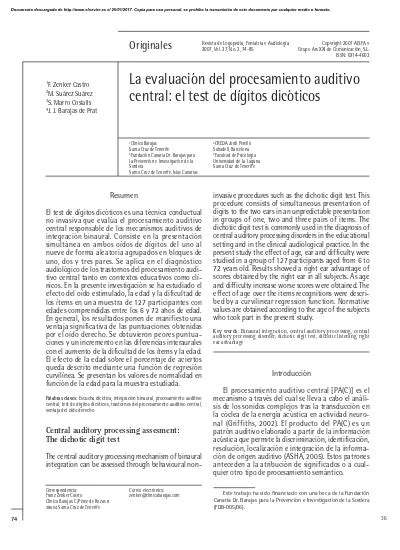 La evaluación del procesamiento auditivo central el test de dígitos