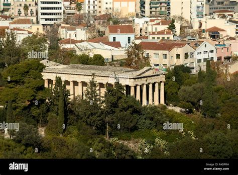 The Ancient Temple Of Ifestos In Thissio Area Of Athens Greece Stock