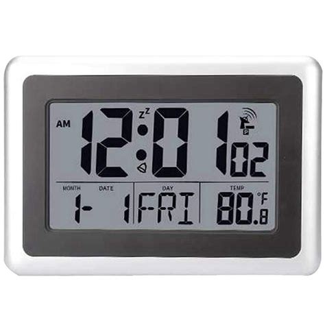 Atomic Digital Wall Clock, Large Lcd Display, Battery Operated, Indoor ...