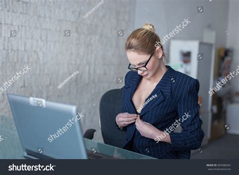 Sexy Blonde Woman Glasses Online Flirt Stock Photo 405586564 Shutterstock