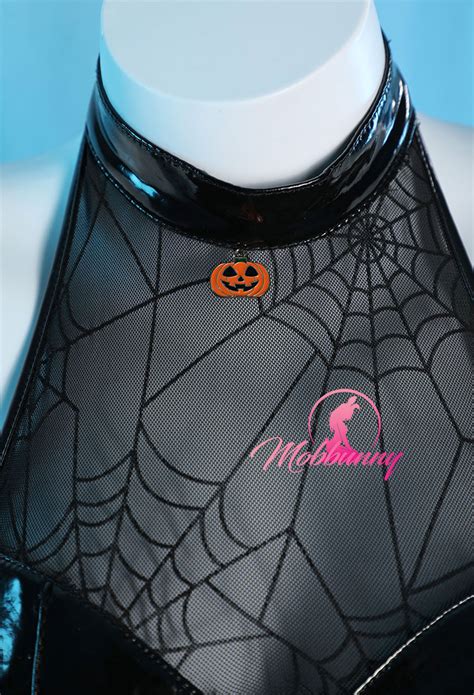 Halloween Gothic Pumpkin Witch Sexy Lingerie Set Halter Bat Wings Top And High Slit Skirt Set