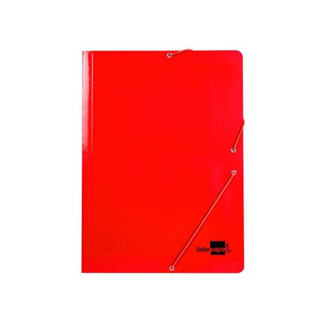 Carpeta Liderpapel Gomas Folio Solapas Carton Plastificado Color Rojo