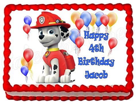 Paw Patrol Marshall Round Edible Cake Image Cake Topper In Porn