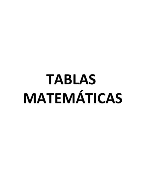 Manual De Tablas Matemáticas Pdf