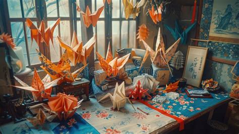 Un Artista Plegando Intrincadas Figuras De Origami A Partir De Papel