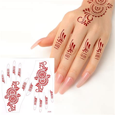 [ready Stock] Henna Tattoo Stickers For Hand Indian Brown Red Henna