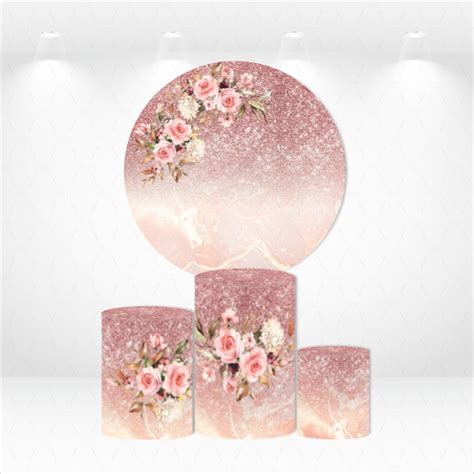 PAINEL REDONDO KIT DE CAPAS DE CILINDROS FLORAL GLITTER Elo7