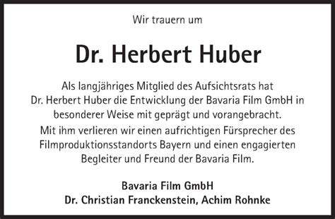 Traueranzeigen Von Herbert Huber Sz Gedenken De