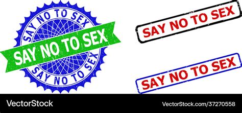 Say No To Sex Rosette And Rectangle Bicolor Stamp Vector Image