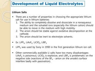 Liquid Electrolyte For Lithium Batteries Ppt