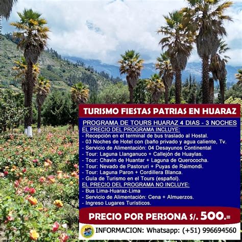 Programa Tour Fiestas Patrias D As Noches Huaraz