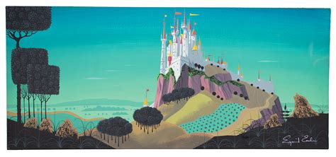 Eyvind Earle panorama concept storyboard painting of Sleeping