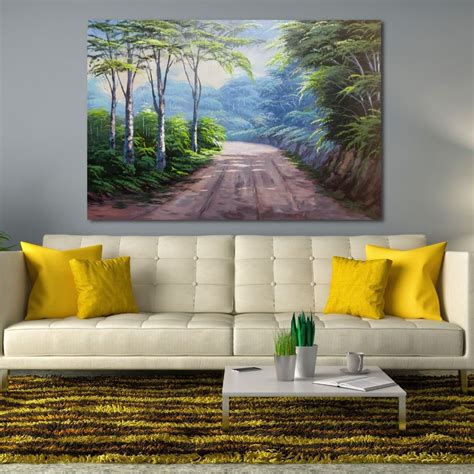 Quadro Pintado A M O Paisagem Caminho Barrabco E Luzes Acrilico Sobre