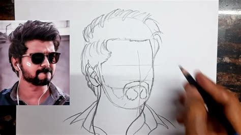 How To Draw Vijay Thalapathy Vijay Thalapathy Drawing Outline