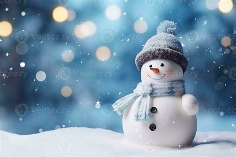 Snowman on the snow background. Generative AI. 32746063 Stock Photo at ...