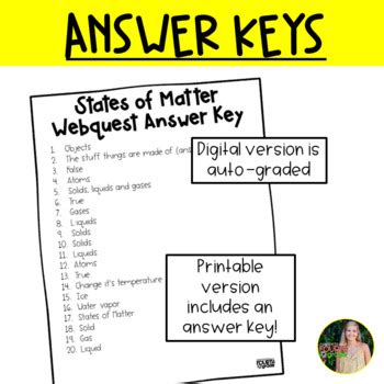 States Of Matter Webquest Digital Printable Included Tpt