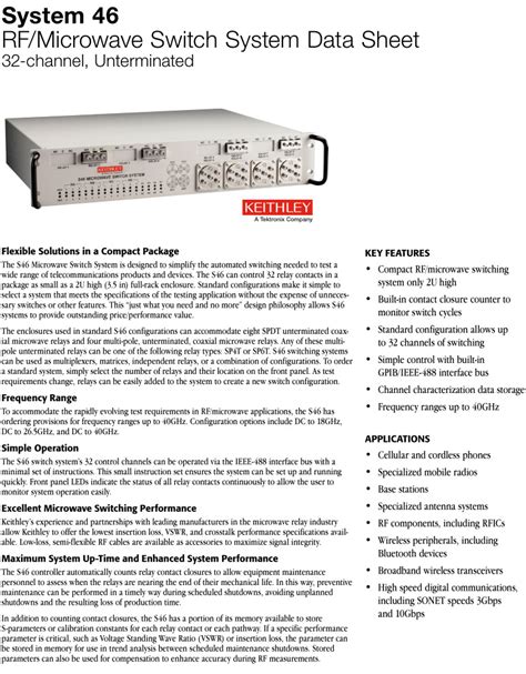 吉时利keithley S46 18s46t 18微波开关系统泰克tektronix S46 Rf
