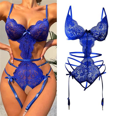 Hot Sexy Sensual Lingerie Set Transparent Lace Bra Exotic Sets