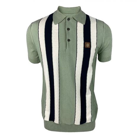 Buy The Trojan Short Sleeve Textured Stripe Fine Gauge Polo In Sage