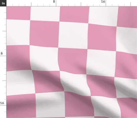 Pink And Off White Checkerboard Fabric Spoonflower