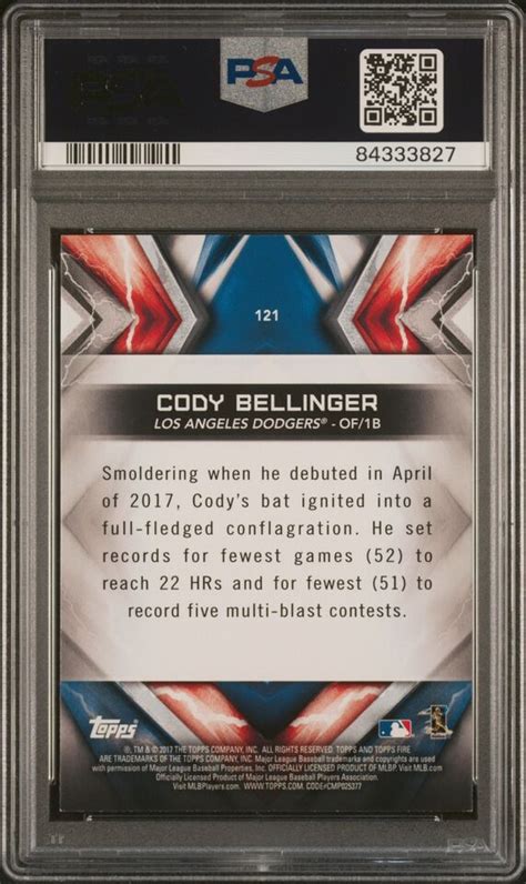 Topps Fire Cody Bellinger Rookie Card Psa Rc Ebay