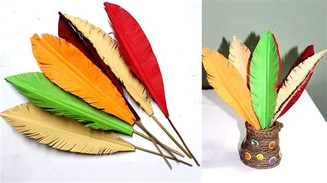 How To Make Paper Feathers Homemade Feathers Paper Feather Craft