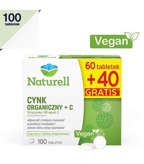 Naturell Cynk Organiczny C Tabletki 100 Sztuk