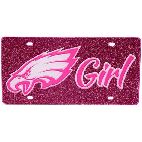 Philadelphia Eagles Pink Glitter Acrylic License Plate with White ...