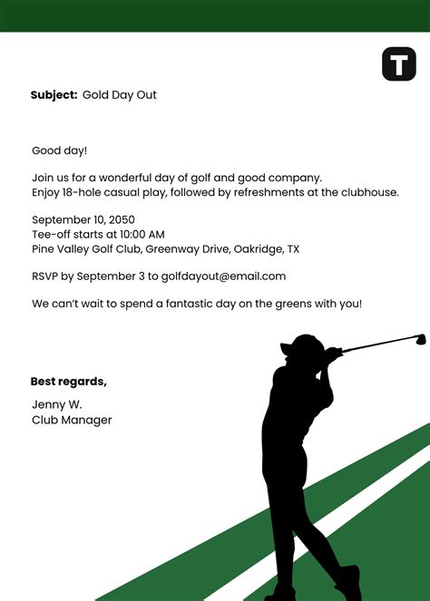Golf Club Resignation Letter Sample 2