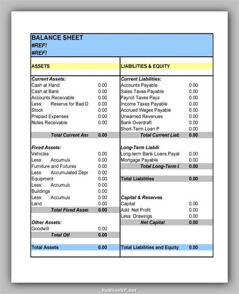 40 Powerful Balance Sheet Example Template - RedlineSP