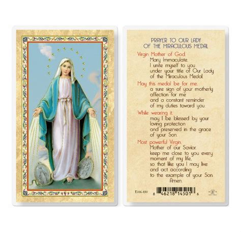 Our Lady Of The Miraculous Medal Gold Stamped Laminated Holy Card 25 Pack Buy Religious