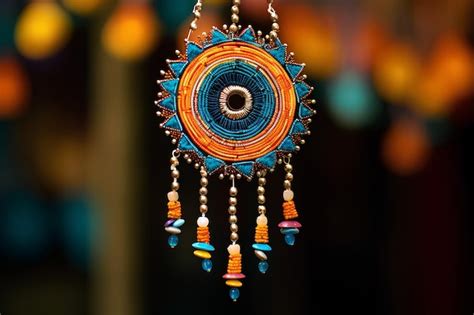 Premium AI Image | A Colorful Diwali Akash Kandil Hanging On A String