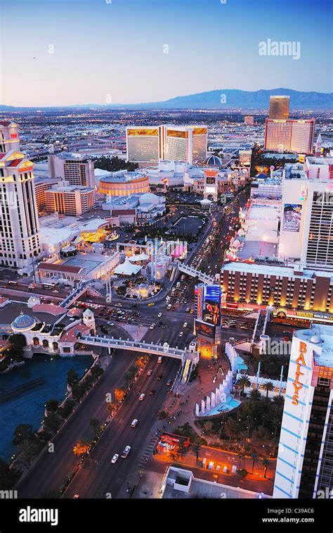 Las Vegas Strip aerial view at dusk Stock Photo - Alamy